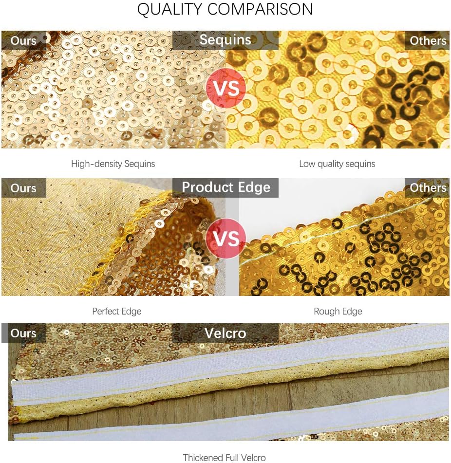 Tree Skirt 48 Inch Gold Christmas Tree Skirt Sequin Tree Skirt for 6ft Tree Glitter Gold Christmas Decorations