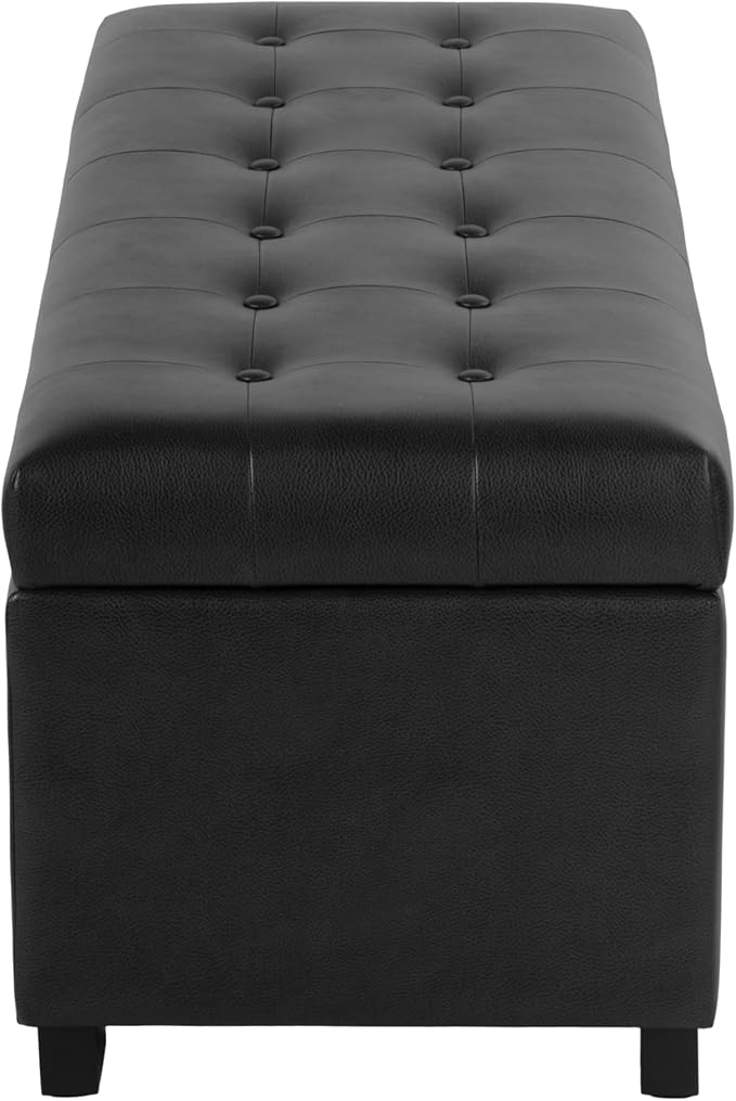 HomePop 46" Tufted Storage Bench - Classic Black