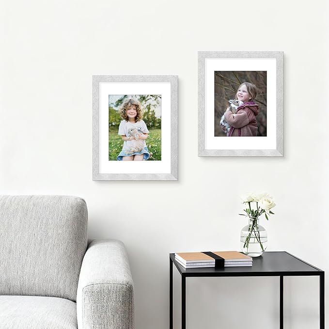 Picrit 11x14 Picture Frame Set of 12, Display 8x10 with Mat or 11x14 without Mat, Photo Frames for Wall Mounting or Table Top Display, Silver