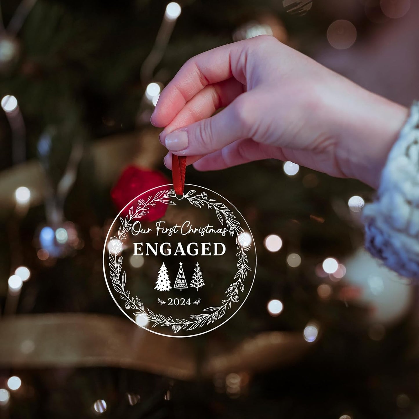 Engagement Gifts for Bride, Our First Christmas Engaged 2024, Christmas Ornaments Newlywed Gifts for Her, Wedding Gift for Couple, Engagement Ornament 2024, Engaged Christmas Tree Ornament