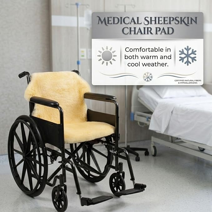 Natural Sheepskin for Bed Sores and Skin Irritation | Tauranga 100% Real Medical Sheepskins with Non-Slip Back for Pain Relief and Discomfort, Wool Seat Pad, Natural, 26 in. x 46 in.