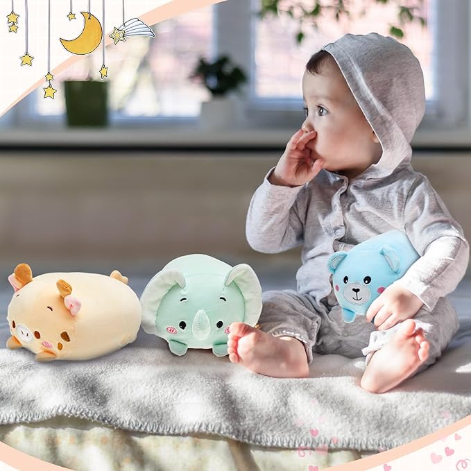 Leitee 4 Pcs Stuffed Animals Plush Bulk 8 Inch Cute Plushies Toys Plush Pillow for Boys Girls Birthday Gifts Box Toys for Classroom Prize Kids Party Favors Valentines Gifts in Bulk (Vivid Style)