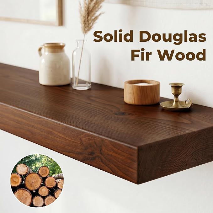 72 inch Floating Shelves for Wall, High End Solid Real Wood Floating Shelf with Heavy Duty Invisible Bracket 72in Long Wooden Wall Shelves for Living Room, Bedroom, Kitchen, Bathroom, Set of 1, Walnut