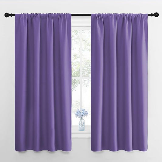 NICETOWN Blackout Curtains for Living Room, Lilac Purple, 2 Panels, 42 by 63, Darkening Window Curtain Panels, Easy-Care Solid Thermal Insulated Draperies/Drapes for Daughter Room