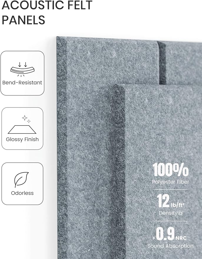 Large Felt Bulletin Board 48" x 36" Cork Board Alternative-12 Pack with 70 Safe Removable Adhesive Tabs, Cork Boards for Walls Cork Board for Home Office Classroom Pin Board-Blue Gray