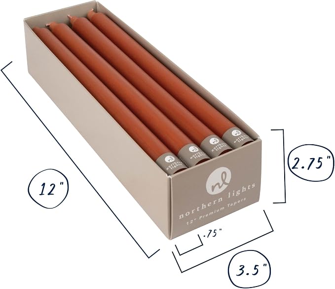 Northern Lights Candles - 12" 12pk Tapers - Terra Cotta - 72799