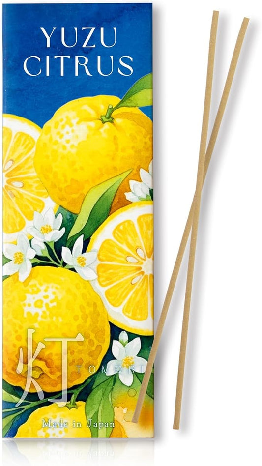 Yuzu Citrus Luxury Japanese Incense Sticks 60sticks Lemon Orange Mndarin Musk Coreless Low Smoke Natural Charcoal Free Non Toxic Aromatherapy Meditation Calming Stress Relief Relaxation Yoga TOMORI
