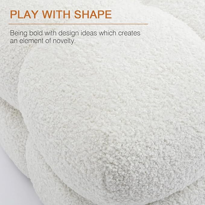 Zesthouse Square Pouf Ottoman Footstool, Modern Backless Vanity Chair for Bedroom, White Fuzzy Foot Rest for Couch, Upholstered Tufted Footstool, Sherpa Fabric Ottoman Coffee Table for Living Room