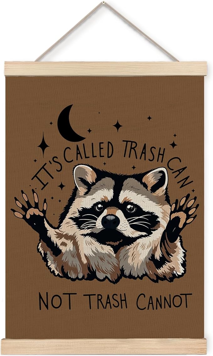 Foritho Funny Motivational Raccoon Poster Wall Art Framed, Raccoon Lovers Gifts, Funny Meme Trash Panda Animal Canvas Prints Wall Decor for Home Bedroom Dorm Office, 12x16 Inch