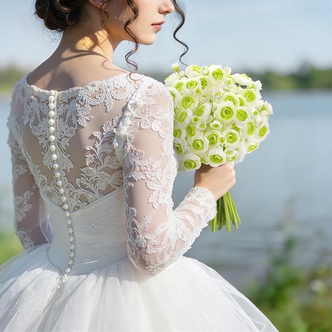 Alupssuc 30Pcs Ranunculus Artificial Flowers Faux Silk Mini Ranunculus, Spring Flowers Artificial Indoor for DIY Bouquets, Bulk Fake Wedding Filler Flowers for Bride Decorations & Arrangements, Green