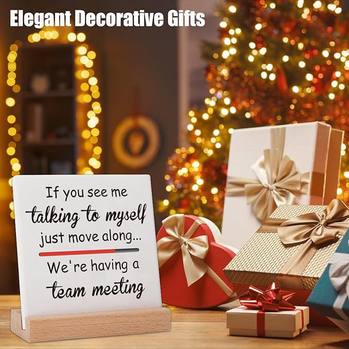 Funny Office Decor Sings White Elephant Gag Gifts for Coworker Valentines Day Teammate Employee, Office Fun Gifts for Coworker Birthday, Humorous Funny Office Saying Decorations-Talking To Myself