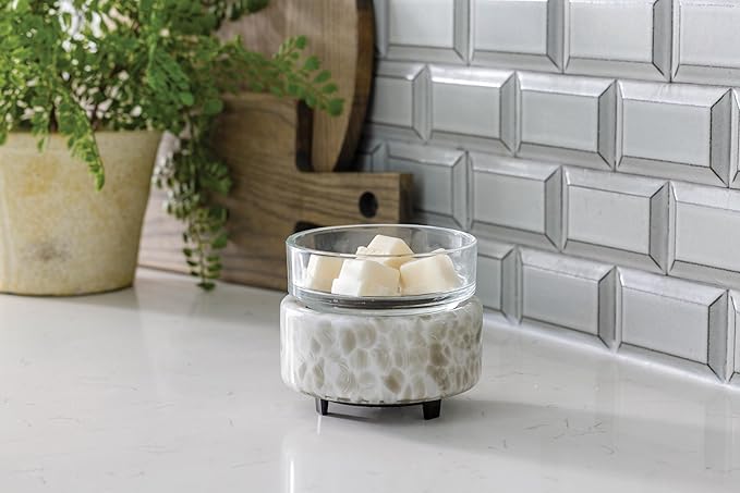 Candle Warmers ETC 2-in-1 Candle and Fragrance Warmer for Warming Scented Candles or Wax Melts and Tarts with to Freshen Room, Swirl Glass