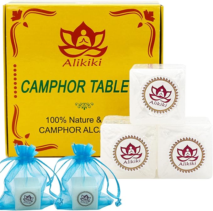 100% Pure Natural Camphor Tablets - (140 Gram,18 Tablets) Camphor Blocks for Aromatherapy, Odor Elimination, Puja - Alcanfor en Bloques, Alcanfor Cubes, Alcanfor en Bolitas, Kapoor for Pooja