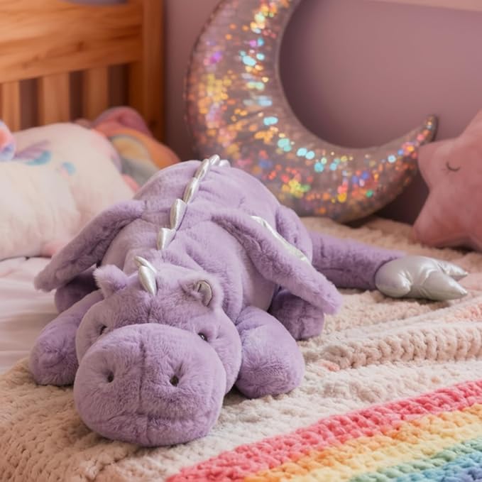 ARELUX Giant 50in 3Lb Big Purple Dragon Large Stuffed Animals Cute Plush Toy Fuzzy Jumbo Dinosaur Pillow Plushies with Wings Cuddly Soft Green Pterosaur Plushie for Friends