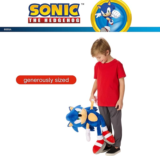 Sonic The Hedgehog Weighted Cuddle Pillow – 3lb Soft Plush & Cozy Pilow for Comfort, 27" Tall (Officially Licensed Product) By Franco Calm