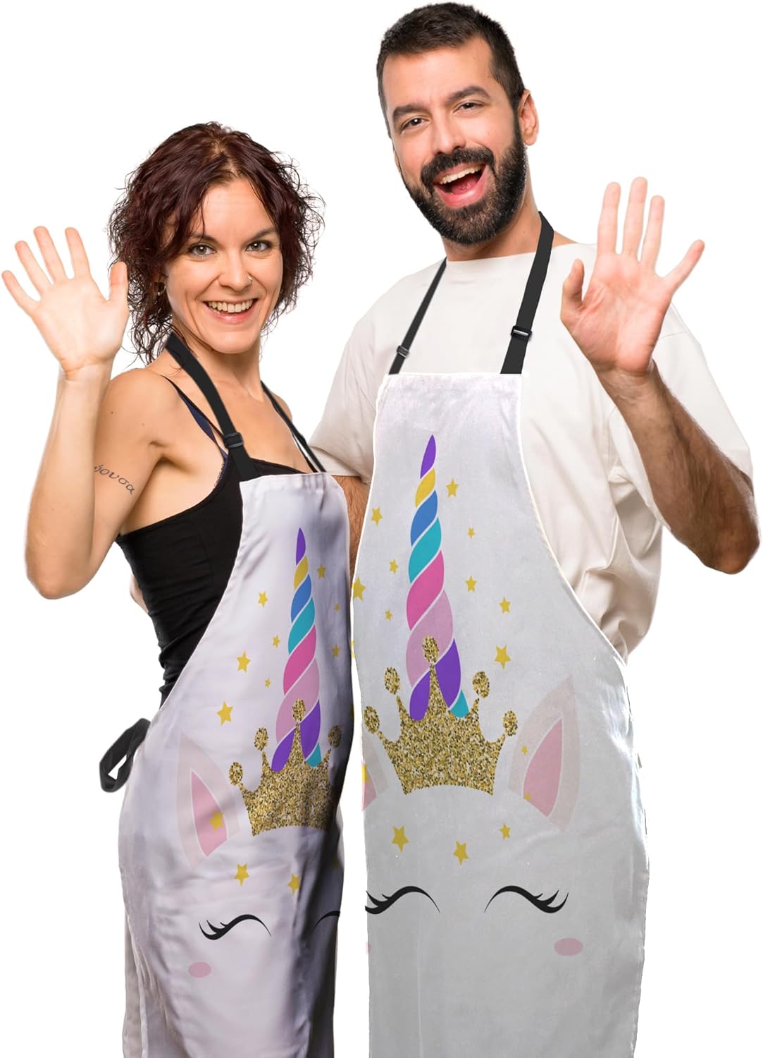 Chef Apron for Men Unicorn Queen Magic Eyes Eyelashes Vintage Aprons for Women for Kitchen Cooking Restaurant BBQ Painting Crafting 27” (W) x 31” (H), Waterproof Apron