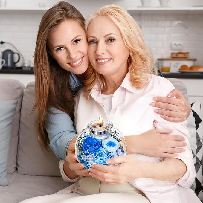 Mothers Day Rose Gifts for Mom Birthday Gift for Women Flowers for Delivery Preserved Flowers Forever Eternal Rose in Glass Dome Mother's Day Flower Gifts for Wife Grandma Sister from Daughter, Blue