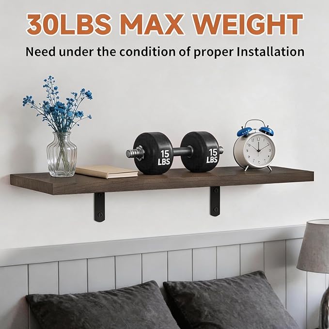 LifetimeWarranty Easy Install Wall Shelves with Brackets,15.7 Inch Wall Mounted Wood Floating Wall Shelf, Small Wall Shelf for Storage&Home Decor, Living Room,Kitchen,Office,Book Corner Shelf,Set of 3
