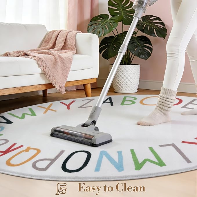 Topotdor Oval Kids Play Rug Alphabet Nursery Area Rug Extra Large Soft Crawling Play Mat for Children Toddlers Bedroom (47x70 inch, Multi Color)