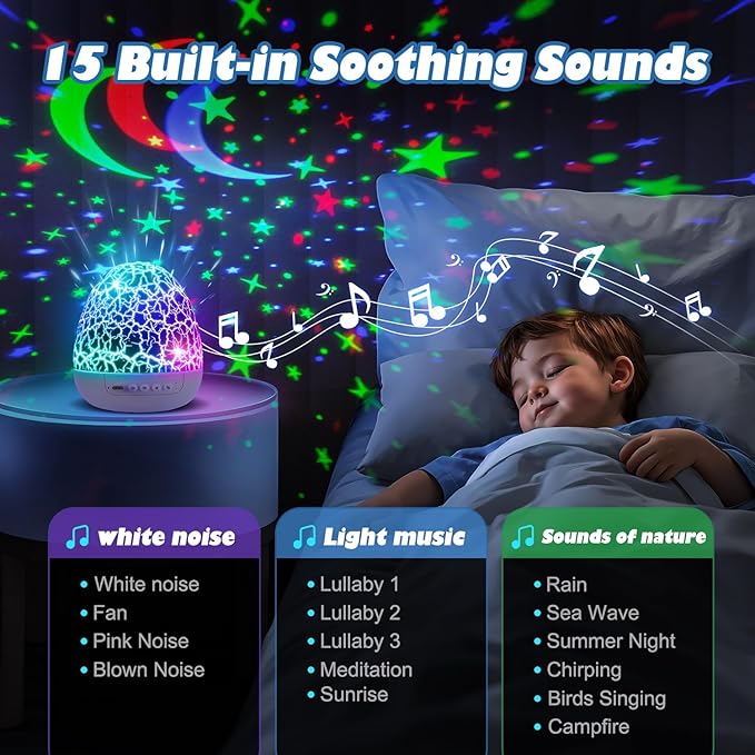 PIKOY Dinosaur Toys for Kids 3-5 Easter Gifts for Kids Toys Night Light Projector Dinosaur Eggs Easter Eggs Night Light for Kids | 15 Sounds & 3D Films | 31Colors & Remote Control | Easter Toys