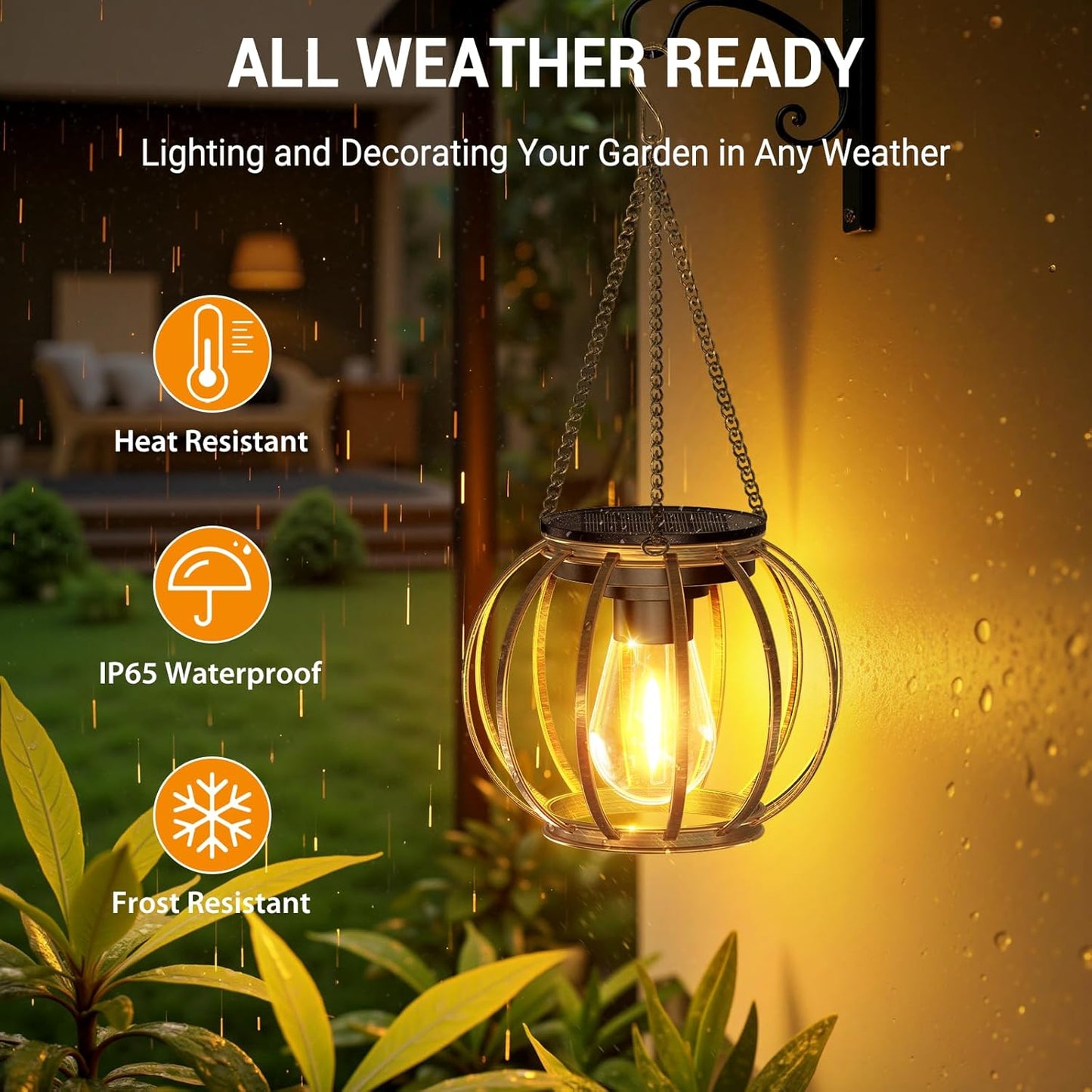 KOOPER Solar Lanterns Outdoor Waterproof, Upgraded Bronze Metal Hanging Solar Lights Outdoor Lanterns, Brighter Auto On/Off Outdoor Hanging Lantern for Yard Patio Pathway Porch Garden Decor 2 Pack