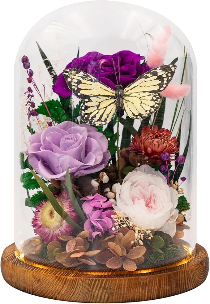 Forever Gifts for Mom: Big Flower Big Love-Mothers Day Flowers for Mom Wife Grandma-Eternal Flower with Butterfly-Flowers for Delivery Prime on Anniversary Valentines Birthday (Purple)