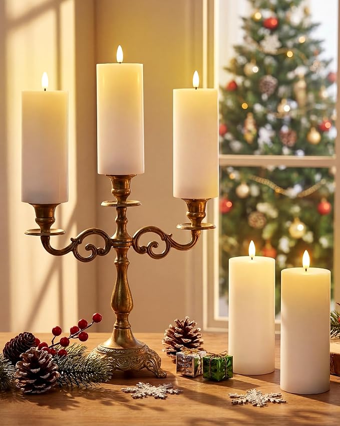 VIHOSE 6 Pack White Flameless Candles Set with Remote and Timer Flickering Flameless Battery Candles LED Pillar Flat Top for Wedding Outdoor Home Festival Decoration(D 3" H 7")
