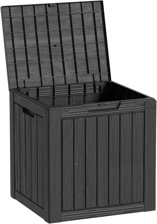30 Gallon Double-Wall Resin Deck Box - Lockable Waterproof Outdoor Storage Box, 151lbs Capacity & Doubles as Seating for Patio Furniture - Garden Tools, Pool Accessories (Black)