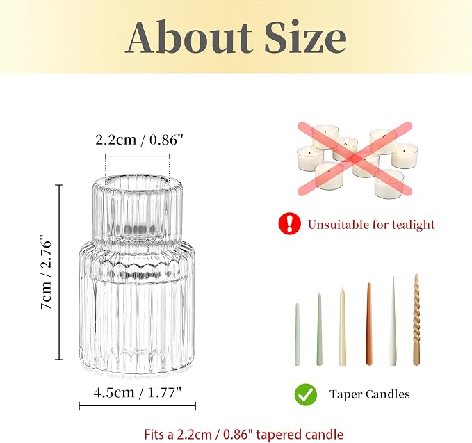 Candle Holder Glass Candlestick Holders: Hewory 20PCS Clear Taper Candle Holders Bulk for Table Centerpiece, Glass Candle Holder Candle Stick Holder Decor for Christmas Wedding Party Bridal Showers