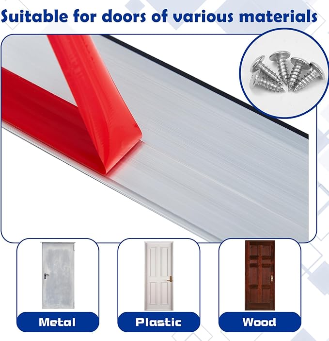 Gisafai 2 Pcs 36 Inches Metal Door Draft Stopper, Door Sweep, Mouse Stopper, Mice Seal Strip, Aluminum, Noise Blocker, Keep Rodents and Pests Out, Enhanced Weather Sealing, Easy to Install, Silver