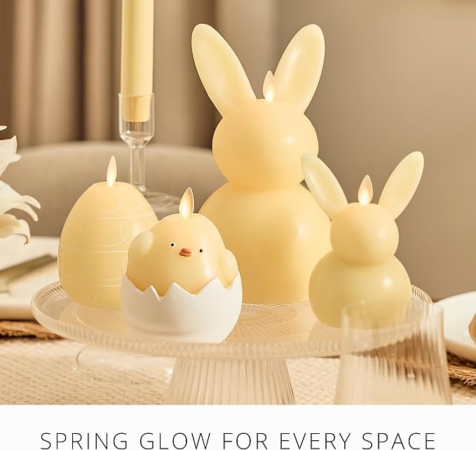 Luminara Hatching Easter Chick Candle - 3.3" x 4.3" - Flameless Real-Flame Holiday-Inspired Decor - AA Batteries - Flickering LED Flame
