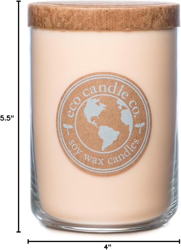 Eco Candle Co. Recycled Candle, Beach House, 26 oz. - Scents of Melons & Ocean Air - 100% Soy Wax, No Lead, Kraft Paper Label & Lid, Hand Poured, Phthalate Free