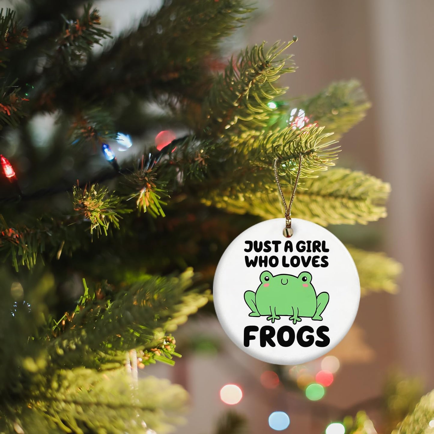 Frog Ornament, Ceramic Christmas Xmas Keepsake Decoration for Frog Lovers