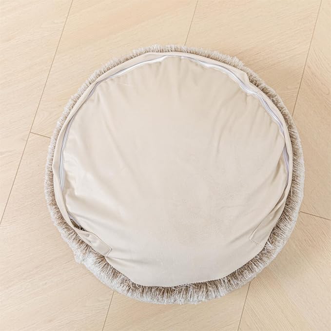 Asuprui Soft Floor Pillow Large Floor Cushion for Sitting Fur Meditation Pillow Premium Yoga Pillow for Living Room Bedroom Balcony Outdoor (Snow Coffee Floor Pillow with Insert)