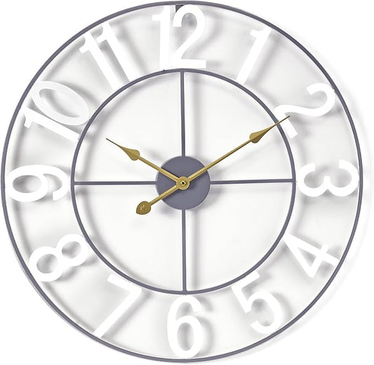 Sorbus Large Wall Clock for Living Room Decor - Wall Clock for Kitchen - 16 inch Big Wall Clock Decorative - Metal Wall Art - Analog Large Clock for Bedroom, Home, Kitchen, Office, Wall Decor (White)