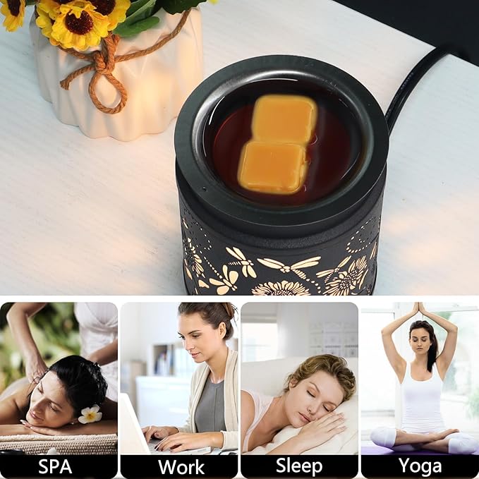 kobodon Wax Melt Warmer Metal Wax Warmer for Scented Wax Electric Fragrance Candle Oil Burner 2 in 1 Wax Melts as Gifts for Moms Grandma Women Girls(Sunflower)
