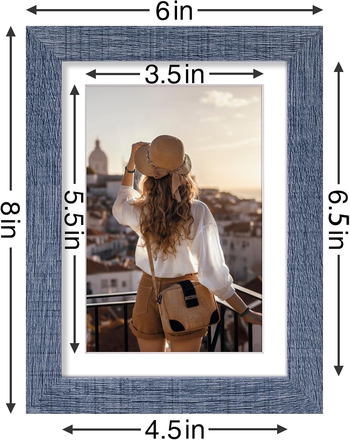Vittanly 5x7 Picture Frames Set of 9, Shatter Resistant Plexiglass, Display 4x6 Pictures with Mat or 5x7 without Mat, Photo Frames for Wall or Tabletop, Engineered Wood, Navy