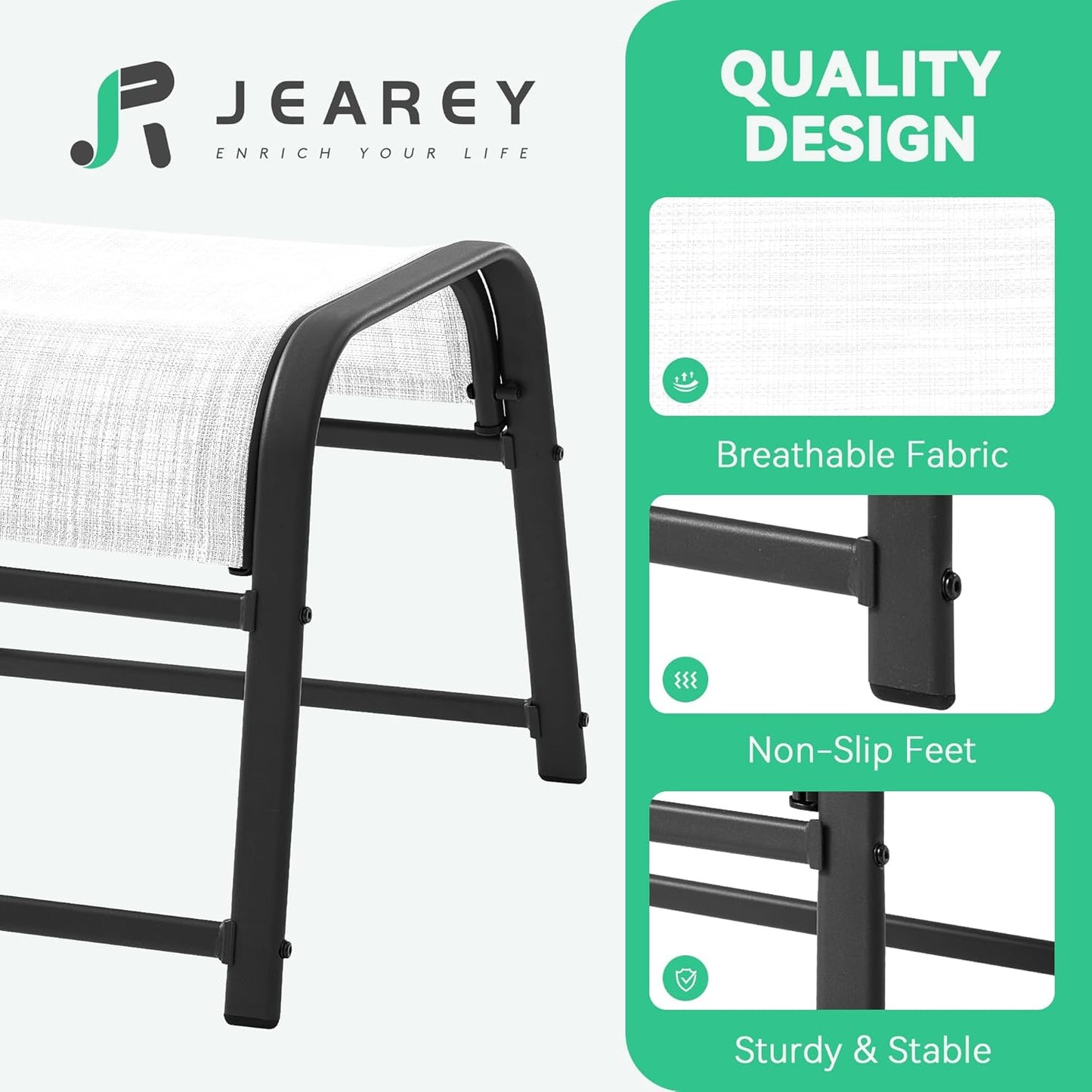 JEAREY All-Weather Outdoor Footstools Patio Ottoman Footrest Set of 2, Ergonomically Designed for Garden, Deck, Yard & Poolside - White