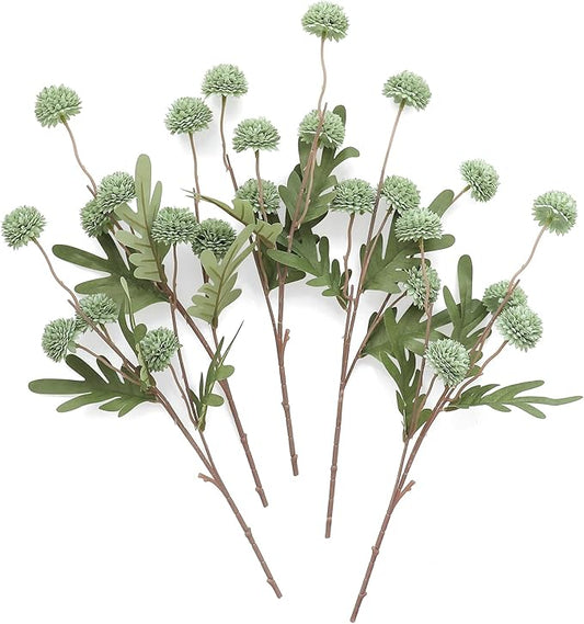 Floroom 5pcs Sage Green Faux Silk Mums Artificial Flowers, Bulk Fake Small Mini Chrysanthemums with Stems for DIY Wedding Centerpieces Floral Arrangements Vase Fillers Home Decorations