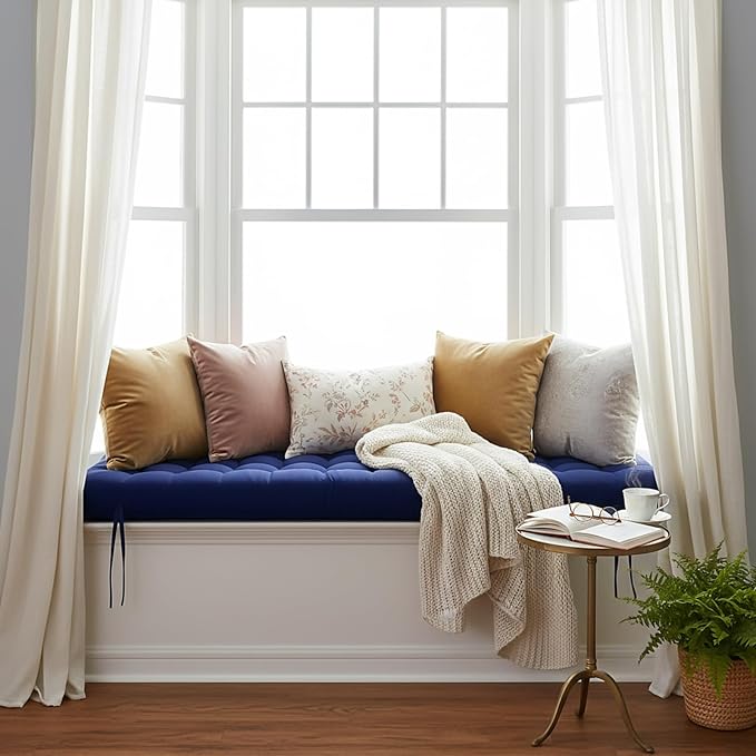 Vercraft Long Floor Cushion Large Floor Cushion with Brushed Cotton 74.8 x 27.5 x 3.15 in Jumbo Lounger Pillow for Outdoor Indoor Bay Window Meditation Yoga Reading Sleeping(1 Pc,Navy Blue)