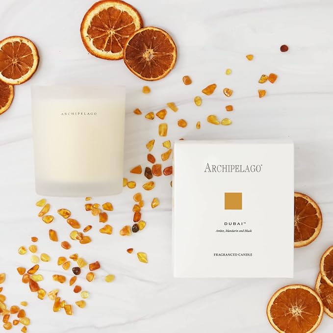 Archipelago Botanicals Scented Candle, Dubai, Hand-Poured Premium Wax Blend, Lead-Free Cotton Wicks, Glass Candle Jar with Gift Box, Burns Approx. 60 Hours, 10 Oz.