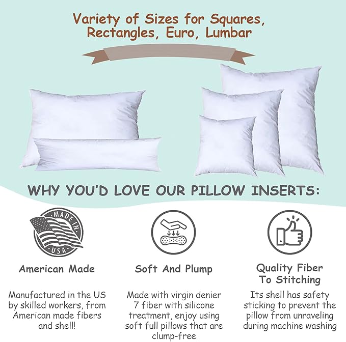 Pillowflex Synthetic Down Pillow Insert - 12x26 Down Alternative Pillow, Ultra Soft, Large Rectangle, Lumbar, Travel, Neck, Sleeping Pillow - 1 Decorative Pillow Form