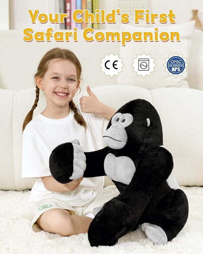 MaoGoLan Big Gorilla Stuffed Animal,23.6" Giant Gorilla Plush Toy,Soft and Cuddly Companion Plushie Gift for Gorilla Lover,Theme-Party Favor,Kids