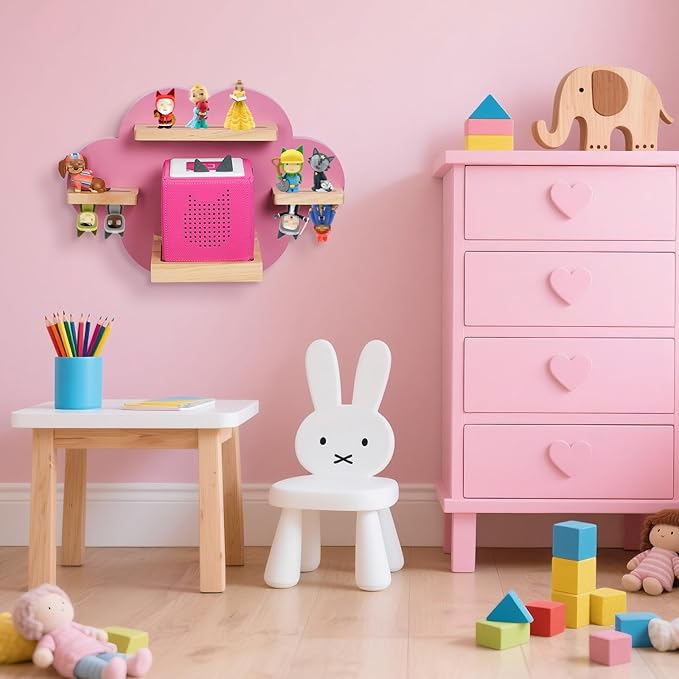 for Toines Box Shelf, for TonieBox 2/1 Cloud Tonie Shelf Magnetic Pink Tonies Display 12-20 Characters Compatible with Toniebox Player Storage Rack for Kids Play Room