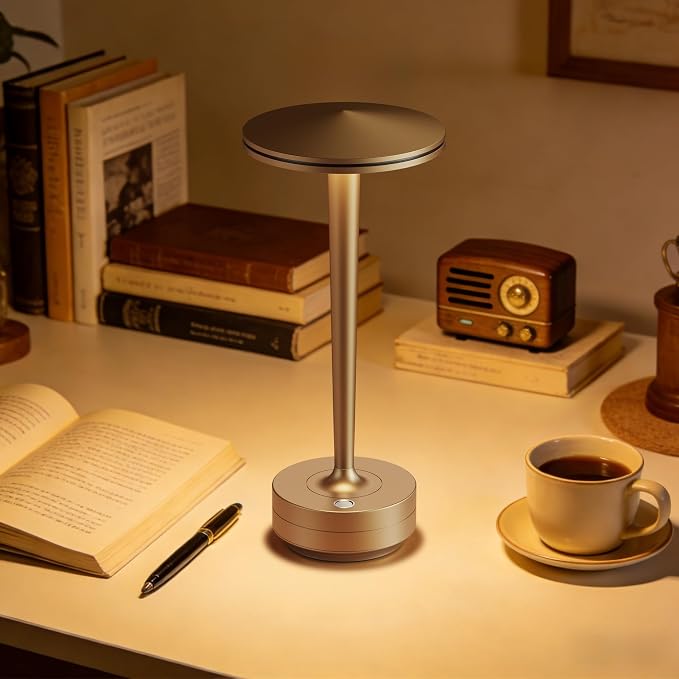 Cordless Rechargeable LED Table Lamp Set of 2 Bronze | Battery 6000mAh 3 Color Modes&Stepless Dimming Waterproof Metal for Patio,Restaurant Bedroom Dining