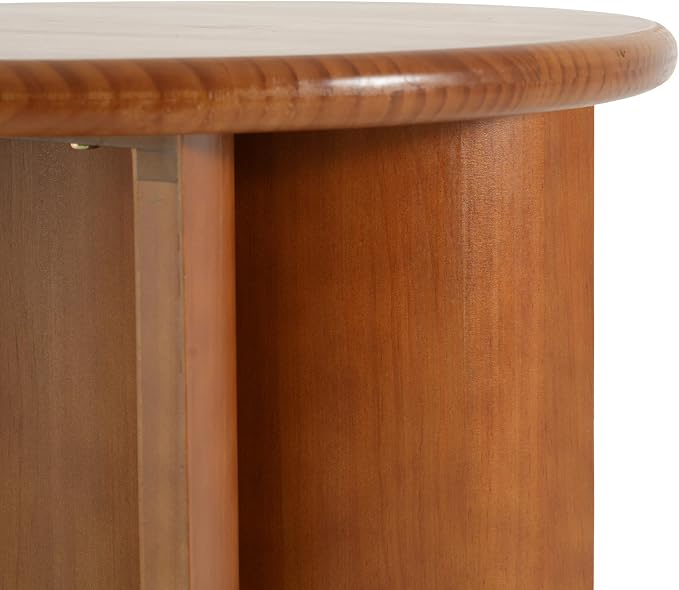 Christopher Knight Home Vines Modern Round Side Table, Living Room Sofa End Table, Small Coffee Table with Fan-Shaped Legs, Walnut