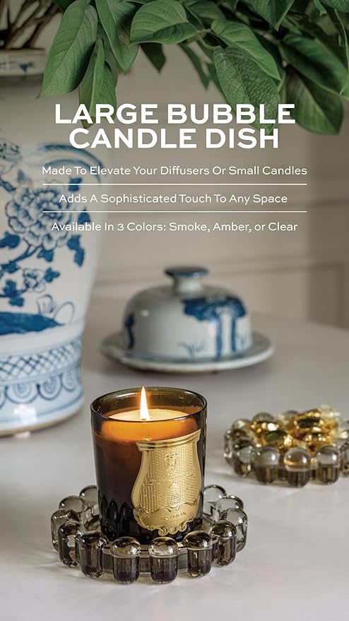 Original Bubble Candle Dish Large by Alice Lane – Smoky Glass Decorative Candle Holder for Home Decor, Large Candles & Diffusers