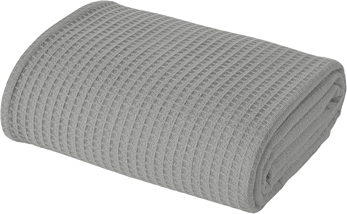 Modern Threads 100% Cotton Waffle Thermal Blanket, Light Gray, King/California King
