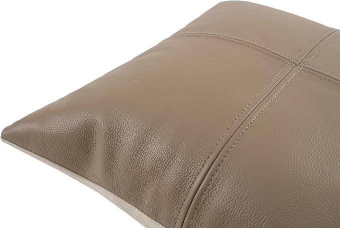 Full Grain Leather Throw Pillow Cover (20" x 20") (Smokey Taupe) | Cowhide Sofa Cushion Case Thick Genuine Leather Throw Pillow for Living Room Bedroom and Home Office, Pack of 1, Cover Only
