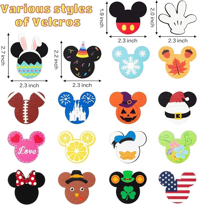SUPYFD 19Pcs Cute Mouse Interchangeable Seasonal Welcome Door Sign for Front Door Decor, Welcome to Our Home Sign with Interchangeable Holiday Pieces for Farmhouse/Wall/Porch Decor and Housewarming